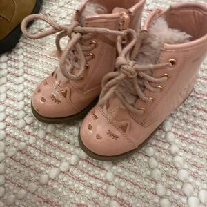Pink Kids Boots with Cat Design